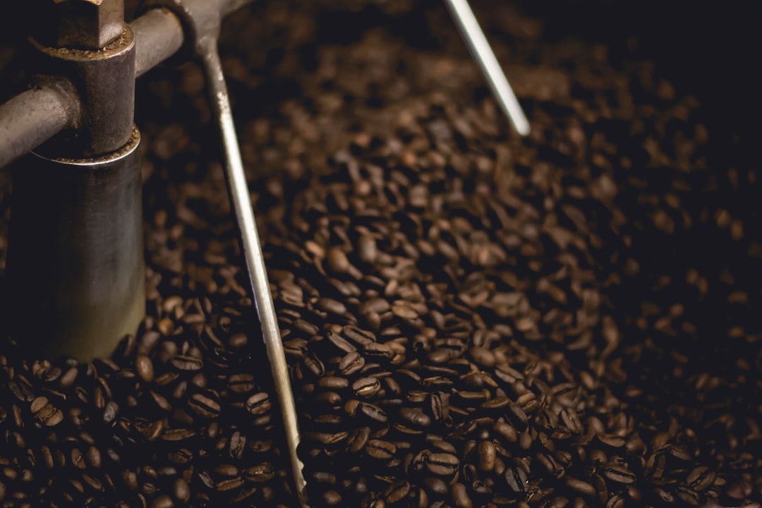 Coffee beans in a machine